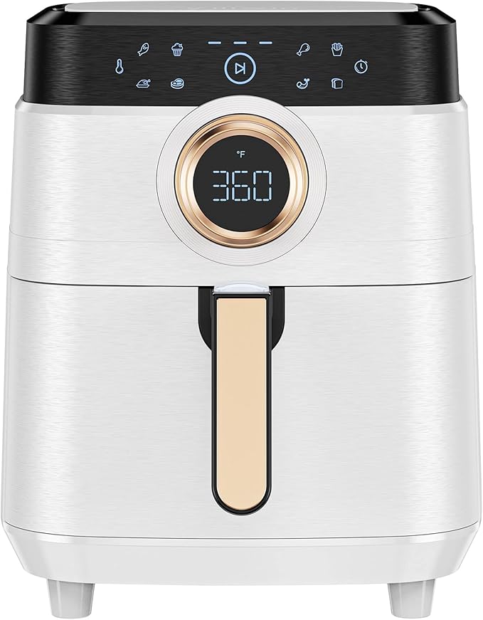 Air Fryer, ALLCOOL Airfryer Oven 8QT Large 1700W 8-in-1 with Touch Screen Air Fryers Dishwasher Safe Nonstick Basket Freidora de Aire 36 Recipes BPA & PFOA Free White