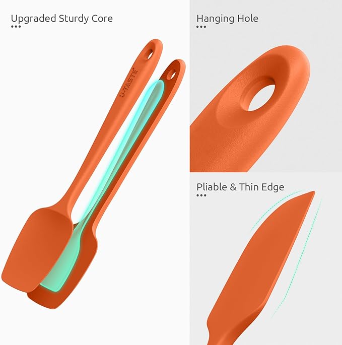 U-Taste Silicone Spatula Set with 600 Degrees Fahrenheit Heat Resistant (Orange)