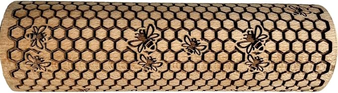 BEEHIVE Embossing Rolling Pin with Pattern. Laser Engraved Embossing Dough Roller for Homemade Cookies and Pottery by Algis Crafts