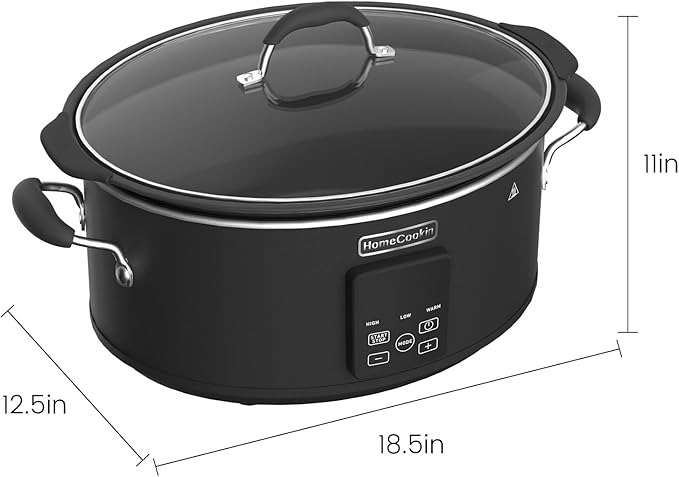 HOMECOOKIN Slow Cooker, Extra Large 10 Quart Digital Programmable Slow Cookers with Timer, Dishwasher Safe Glass Lid & Crock, Kitchen Appliance for Families and Gatherings, Black