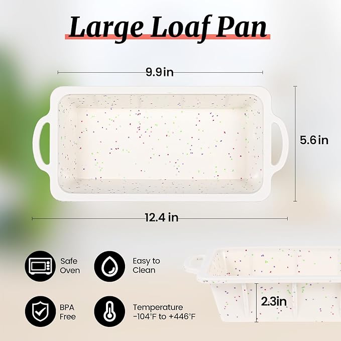 CAKETIME Silicone Bread Loaf Pan, Metal Reinforced Frame Nonstick 10x4.8x2.3 inch Silicone Loaf Pans for Baking Homemade Loaf, Bread, Meatloaf BPA Free 2 Pack