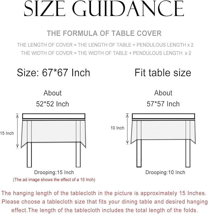 patdrea Designer Blue Tablecloth for Square Table,Vintage Linen with Leaves and Floral Pattern Tablecloths,Farmhouse Floral Decor Cover for Kitchen Dining Christmas,Thanksgiving,67"x67"-Ivar a