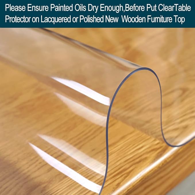 14x14 Clear Plastic PVC Wood Desk Protector Pad Rectangle Thick Clear Plastic Vinyl Tablecloth Furniture Protective Desktop Liner Cover Waterproof Computer Tabletop Protection Desk Blotter Mat Pad