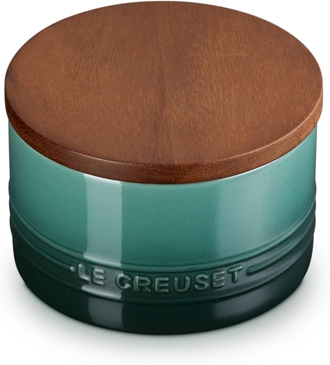 Le Creuset Signature Salt Cellar and Storage Canister with Wood Lid, 16 oz., Artichaut