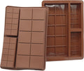 Silicone Chocolate Bar Mold, 1 Inch Deep, Large Candy Mould for Stuffed Bars and Fillings, 2 Pcs (brown)