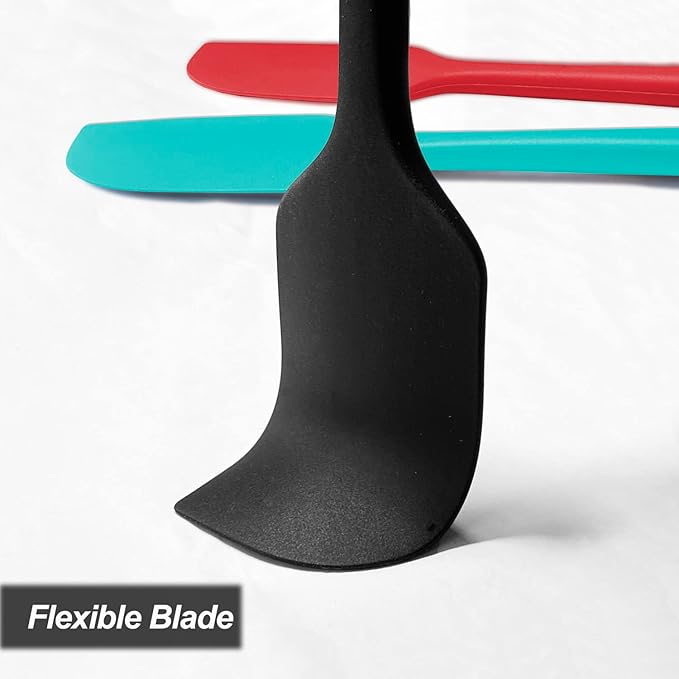 Silicone Spatula for Kitchen, 600°F Heat resistant Spatulas for Baking, Cooking, Scraping,and Mixing, Non Stick Kitchen Utensils, BPA Free, 11.2 IN, 3 Pack, Black
