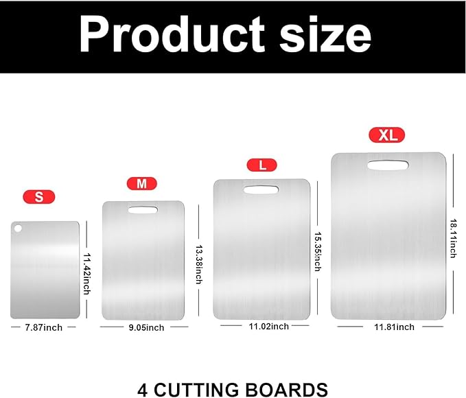 Katuchef Titanium Cutting Board,2026 New 100% Pure Titanium Cutting Boards for Kitchen,Non toxic Doubld-Side Durable Chopping Boards, Easy to Clean and Store(1PC-XL:18.11 * 11.81)