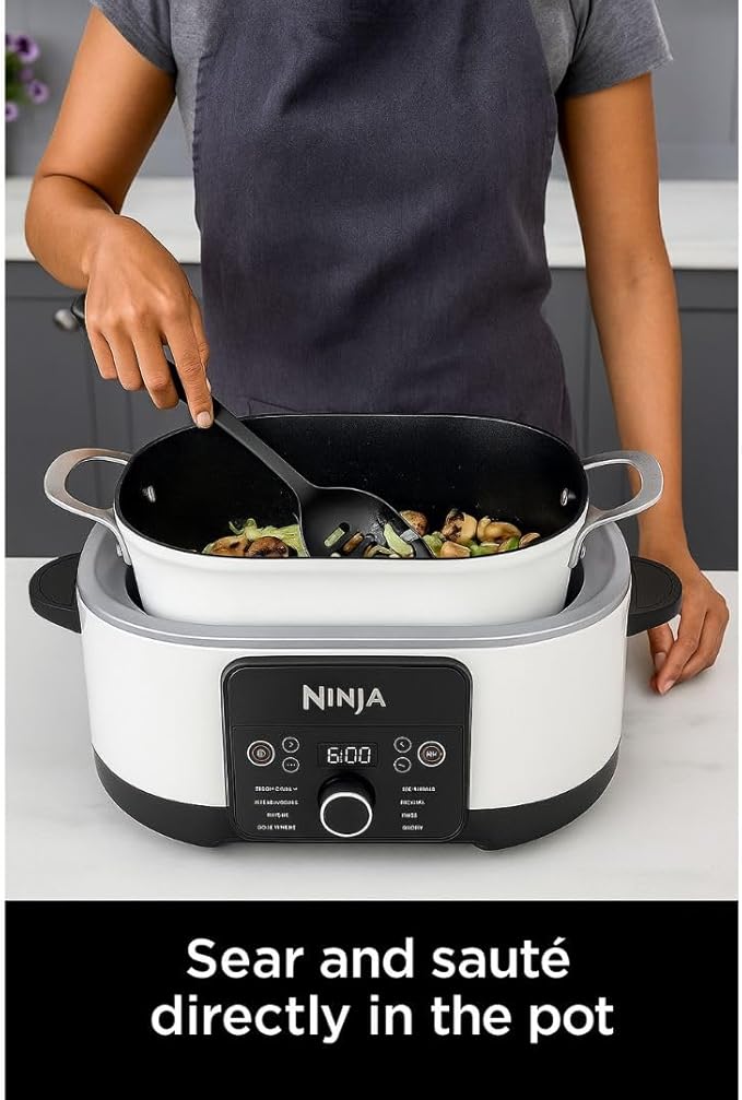 Ninja Foodi PossibleCooker PRO 14-in-1 8.5 Qt Multi-Cooker – Replaces 14 Tools, Nonstick Pot, Glass Lid & Integrated Spoon (White)