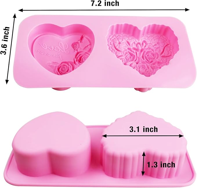 Heart Silicone Molds, AITRAI 4 Types 3D Flower Heart Chocolate Molds Soap Molds for Soap Making Cake Candle Wedding Candy Mold Gift for Love Birthday