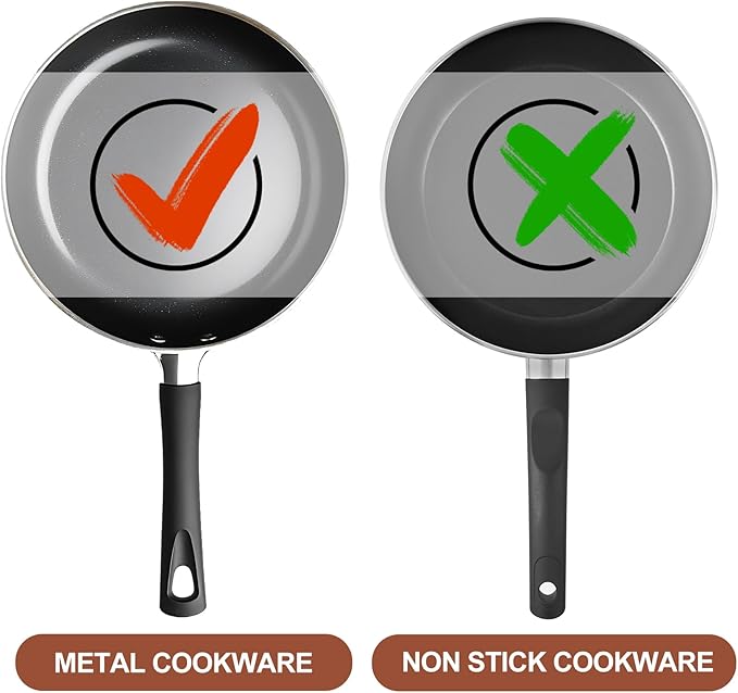 18/10 Stainless Steel Cooking Utensils Set, 10PCS Metal Kitchen Utensils Set for Wok,Kitchen Tools Set Come with Spoon, Fork, Spatula, Ladle, Skimmer, Turner, Pasta Server
