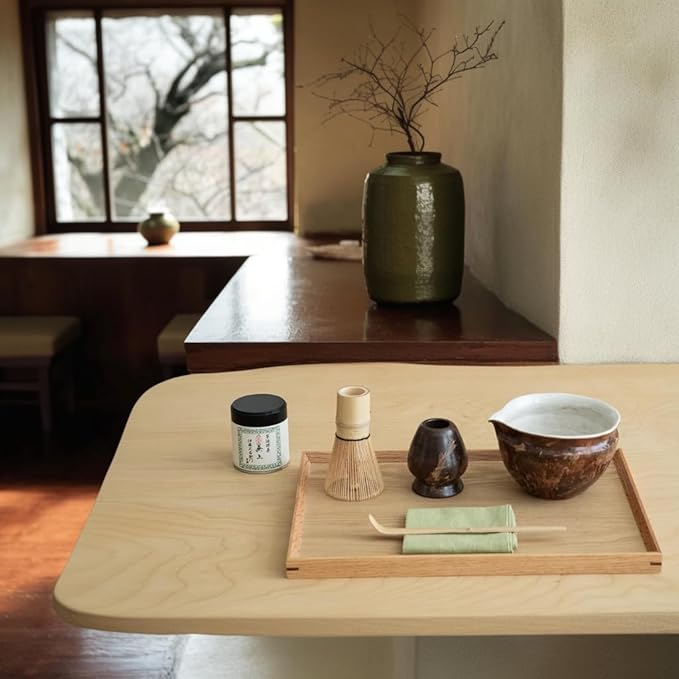 6-pcs Japanese Matcha Whisk Set with Handmade Wabi-Sabi Ceramic Bowl(Chawan),Bamboo Chasen, Whisk Holder, Scoop, Sifter & Tea Towel,Matcha Ceremony Kit,(Silent taupe)