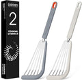 Silicone Fish Spatula Turner Set of 2, Thin Slotted Spatulas Turner for Nonstick Cookware,Heat Resistant Flexible Stainless Steel Kitchen Cooking Spatula Flipper for Fish, Egg, Pancake (KG)