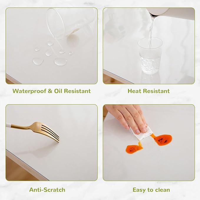 36 x 52 Inch Clear Table Cover Protector, Clear Table Protector for Dining Room Table, 1.5mm Plastic Table Cover, Waterproof Table Pad for Kitchen, Office