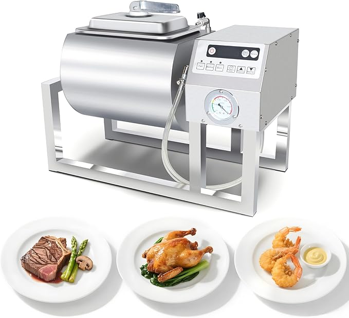 Hakka Meat Tumbler Marinator, 36lb/18L Vacuum Tumbler Marinating Machine for Jerky Sausage Bacon Stainless Steel Food-Grade Tumbling Marinator w/Bidirectional Rotation & 3-Speed Control