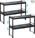 4 Pack Kitchen Cabinet Shelves Organizers, Kitchen Counter Storage Shelf Spice Rack, Expandable Length, Adjustable Height, Stackable, Sturdy 30LBS Bearing, Small Cupboard Tabletop Organizer Shelf Rack