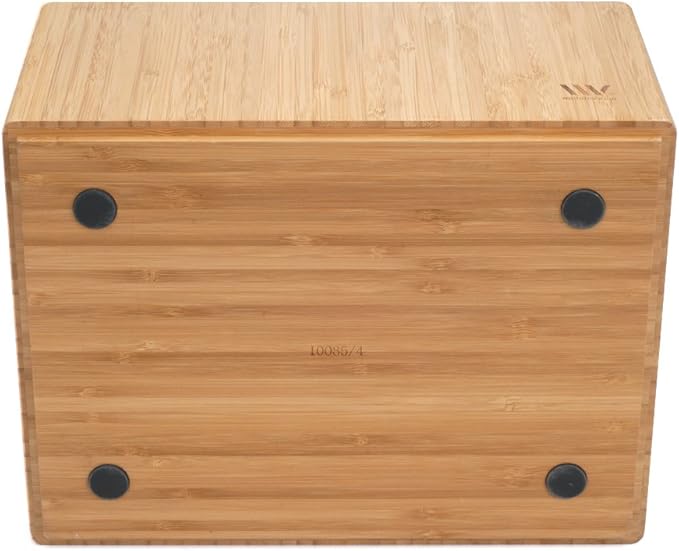 MobileVision Bamboo Storage Box Multi-Purpose Organizer for Kitchen Supplies Holder, Fruit Bin, Cabinets, Pantry with built in handles, stackable, 12” x 9” x 6” With White Clip Included