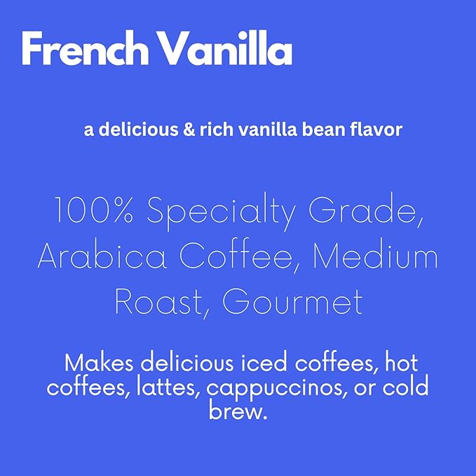 Sarasota Coffee Ground French Vanilla | Medium Roast Gourmet Flavored Coffee Grounds | Low Acid, Mold Free, Specialty Grade Flavored Bulk Ground | 5lb (80 oz)