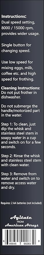 Agitate Handheld Electric Wand Coffee Milk Frother/Whisk/Drink Mixer/Mini Foamer Kitchen tool for Coffee, Cappuccino, Frappe, Matcha, Hot Chocolate, Protein shake (Black)