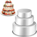 Leonyo Tall Round Cake Pans, 6’’- 8’’- 9½’’ Cake Pan Set for 3, Stainless Steel Round Layer Baking Tier Cake Pans Set, 3-Tiered Cake Tins for Birthday Wedding, Non Toxic & Healthy, Dishwasher Safe