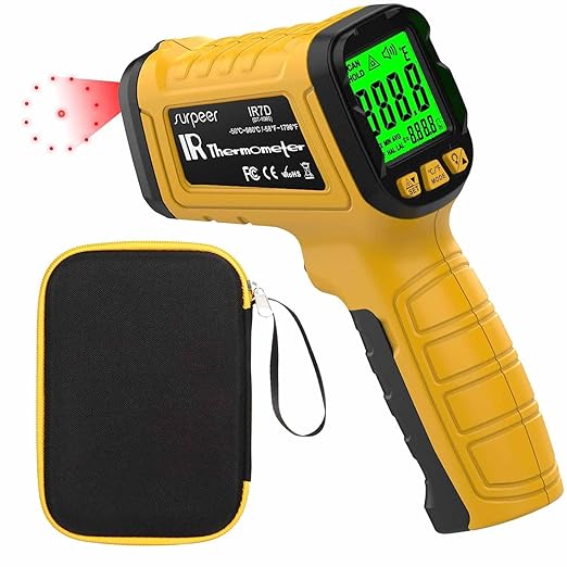 Infrared Thermometer Pyrometer Temperature Gun -58°F to 1796°F, 50:1 Distance Ratio, Laser IR Temp Gun for Cooking, Pizza Oven, Engine, Kilns, Forges, Industry, and Home Repair.