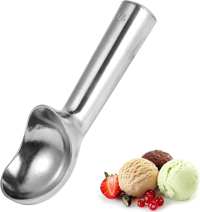 Aluminum Ice Cream Scoop, Large Ice Cream Scooper, Silver, Comfortable to Hold, Lightweight