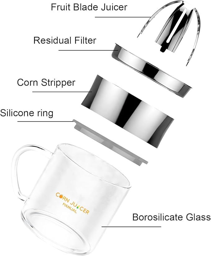 Corn Stripper 2-in-1 Citrus Juicer Hand Orange Juicer Lemon Squeezer Corn Peeler Corn Cob Stripping Tool Corn Cutter & Remover 20oz