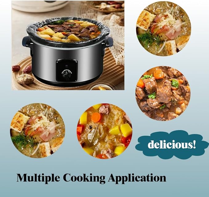 Slow Cooker Liners, 50 Cooking Bags, Oversized Disposable Pot Liner Plastic Bags for 6QT to 10QT Slow Cookers, 14 in. x 22 in.