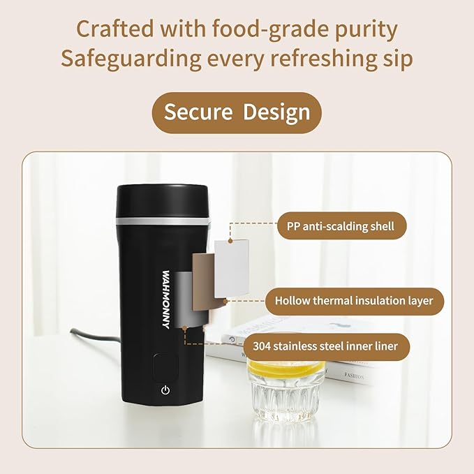 Travel Electric Kettle, Dual Voltage 110V-240V Portable Kettle 6-Temp Control,304 Stainless Steel Small Mini Tea Coffee Kettle,400W Fast Water Boiler, Black (550ML)