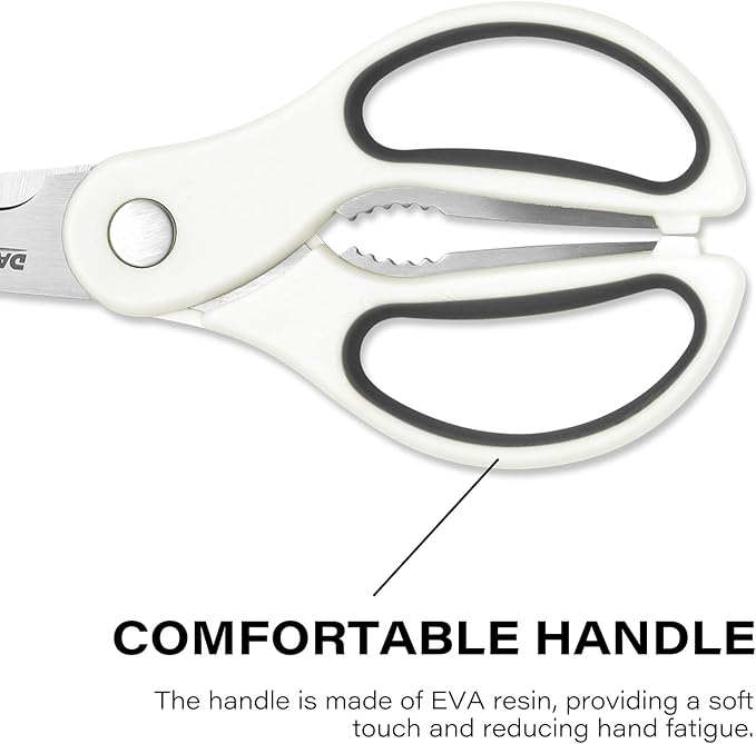 Kitchen Scissors with Magnetic Holder Heavy Duty Magnetic Scissors for Fridge, Kitchen Shears Magnet Sheath Set for Food Meat Pizza Herb Vegetables, White