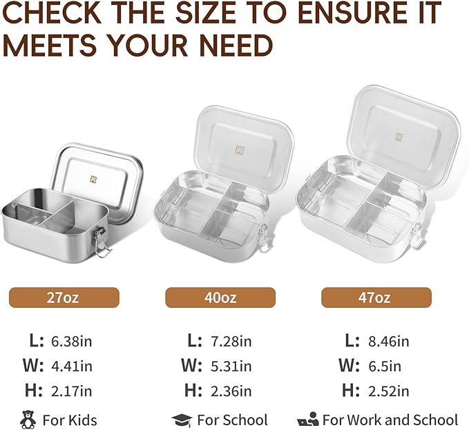 GOLDEN KEY Stainless Steel Bento Box for Kids,BPA Free Lunch Box for Kids with Leakproof Condiment Container,3 Compartment Bento box for School and Eating Out,Freezer & Dishwasher Safe(Green)