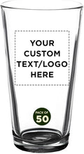 Custom Casale Pint Glass 16 oz. Set of 50, Personalized Bulk Pack - Beer Glasses, Heavy Duty Drinkware - Black