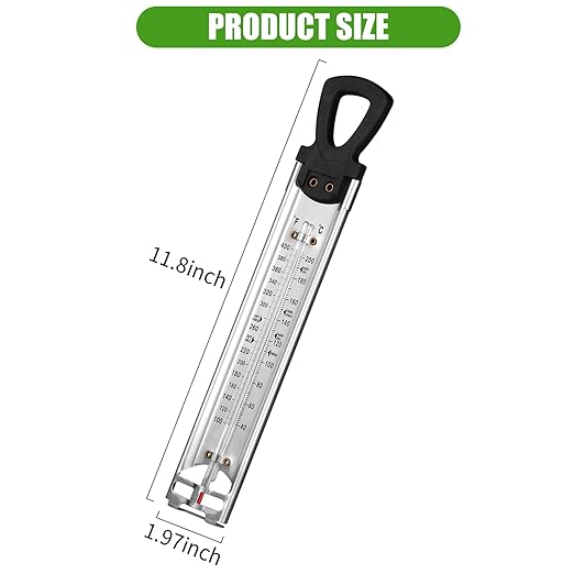 New Candy Thermometer with Pot Clip, Stainless Steel Cooking Thermometer Deep Fry Oil Kitchen Cooking Thermometer with Hanging Hook for Food, Candy Thermometer for Candy Making
