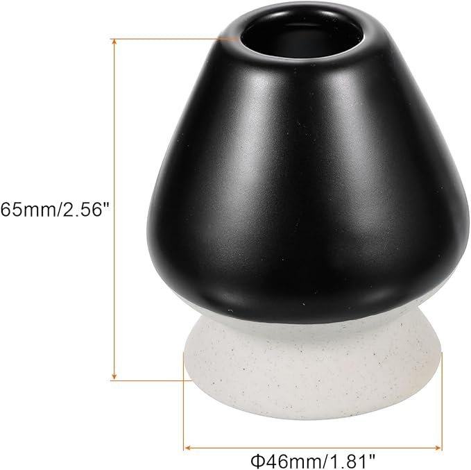 HARFINGTON Ceramic Chasen Stand 65mm Matcha Whisk Holder, Traditional Matcha Tea Chasen Holder, Black Gray