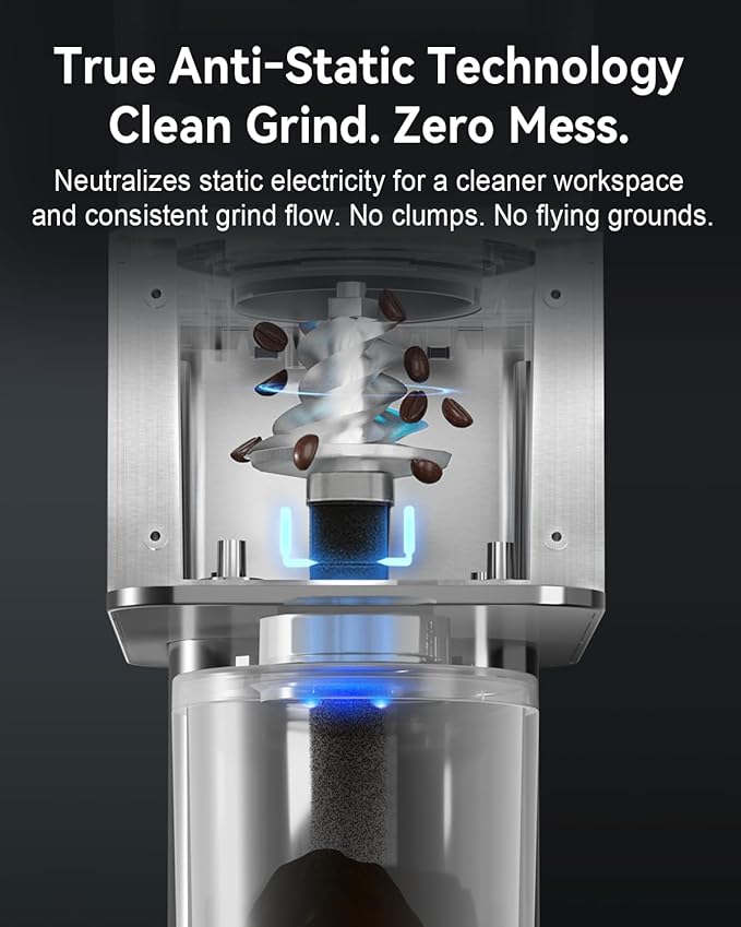 MOKKOM Coffee Grinder, Anti-static Conical Burr Coffee Bean Grinder, Adjustable Electric Burr Mill with 31 Precise Settings for Espresso/Drip/Pour Over/Cold Brew/French Press Coffee Maker