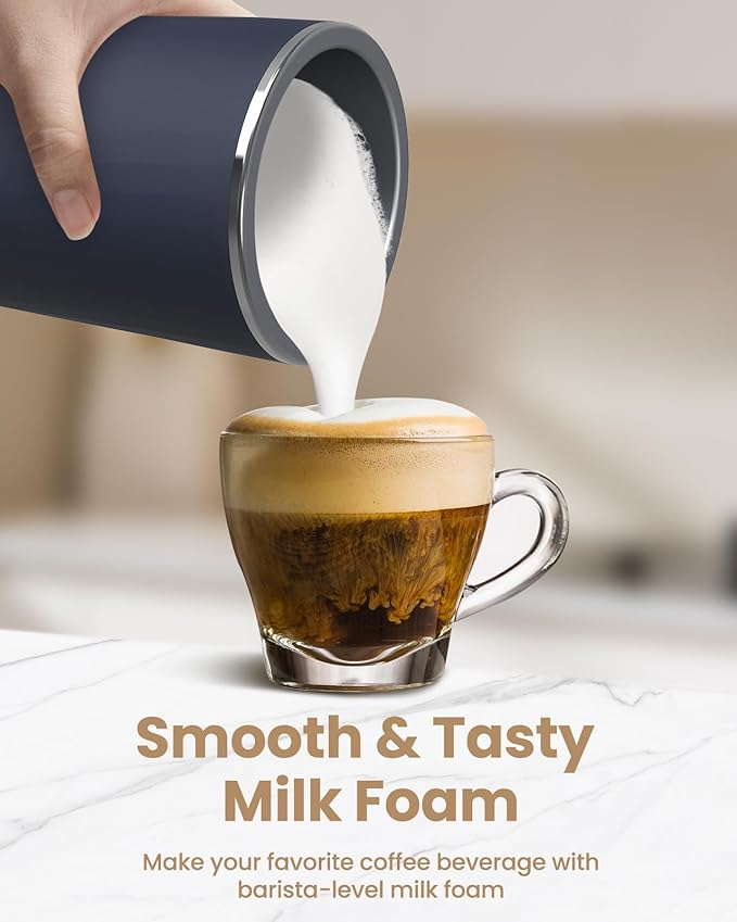 SIMPLETASTE Milk Frother, 4-in-1 Electric Milk Frother and Steamer, Automatic Warm and Cold Foam Maker and Milk Warmer for Latte, Cappuccinos, Macchiato, Dark Blue