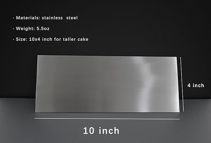 Cake Scraper Smoother 10 inch, Stainless Steel Metal Icing Smoother for Tall Cake Decorating