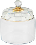 MACKENZIE-CHILDS Sterling Check Kitchen Canister, Decorative Gray-and-White Glass Storage Jar with Lid, Medium