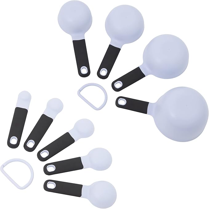 KitchenAid Universal Easy To Read Measuring Cup and Spoon Set with Soft Grip Handle for Maximum Control, Hang Hole and Nesting For Easy Storage, Dishwasher Safe, 9 Piece, Lavender Cream