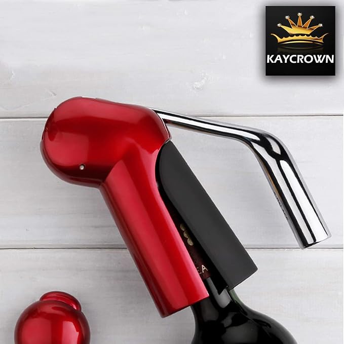 KAYCROWN Wine Bottle Opener - Vertical Lever Corkscrew Wine Opener with Foil Cutter & Extra Screw, Manual Handheld Wine Corkscrew with Ergonomic Lever Pump