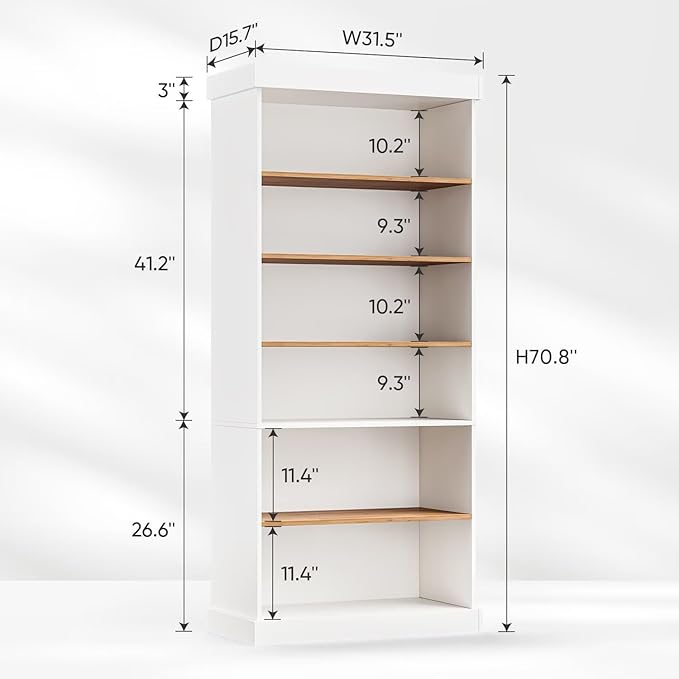 70.8" Tall Farmhouse Kitchen Pantry Cabinet, Modular Storage Cabinet with 6-Tier Adjustable Shelves, White, Wooden Hutch for Living Room, Kitchen, Set of 2