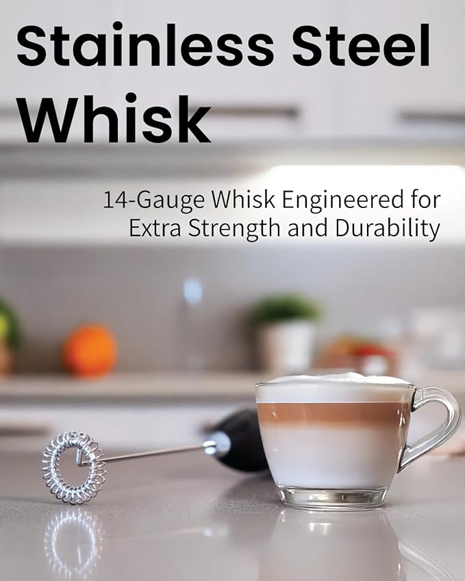 Elementi Milk Frother Wand & Matcha Whisk Set - Powerful Electric Matcha Mixer, Easy to Use Macha Wisk Kit - Craft Effortless Lattes with the Elementi Milk Frother Wand (Lime Green)