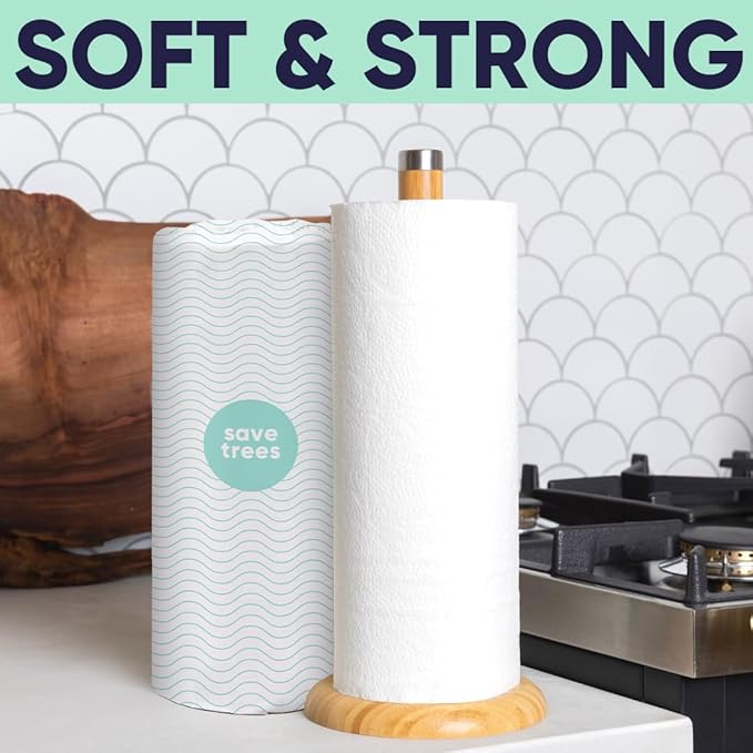 Save Trees Bamboo Paper Towels 24pk - 3600 Sheets Rolls Ultra Absorbent & Durable Eco-Friendly Paper Towels -FSC-Certified, Vegan
