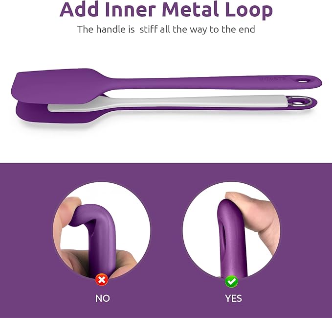 14in Extra Long Silicone Spatula: U-Taste 480ºF Heat Resistant Flexible Baking Mixer Scraper, Large Rubber Mixing Stirring Scraping Seamless Kitchen Turner Utensil for Nonstick Cookware (Purple)