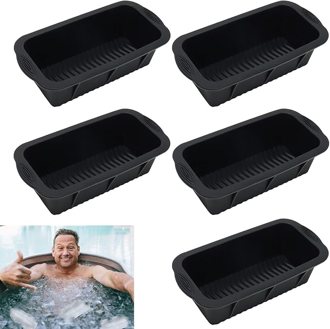 5Pcs Extra Large Ice Block Mold, Silicone Ice Block Molds for Ice Bath Tub, Black Big Ice Cube Molds for Ice Bath, Ice Maker for Cold Plunge or Coolers, Ice Tray Accessories for Ice Bath Chiller