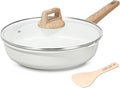 ESLITE LIFE Nonstick Ceramic Frying Pan Skillet with Lid, Non-Toxic Egg Omelette Kitchen Cooking Pans Compatible with All Stovetops (Gas, Electric & Induction), PTFE & PFOA Free (White, 8" w/Lid)