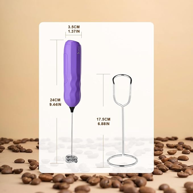 SUPRUS Ultra Fast Handheld Milk Frother Double Whisk with Stand 2 Batteries Stainless Steel for Lattes Cappuccino Matcha Hot Chocolate Coffee Bar Accessories Kitchen Gadgets Gift