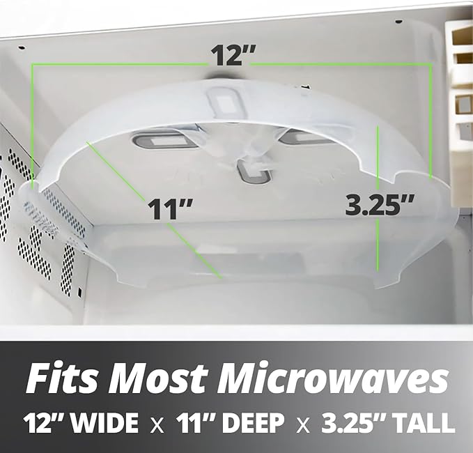 HOVER COVER Magnetic Splatter Cover, 12-Inch Clear BPA-Free Food Lid, Vented Plate Guard with Steam Vents, Anti-Splash Microwave Lid, Dishwasher Safe, Space-Saving Magnetic Storage - Graphite