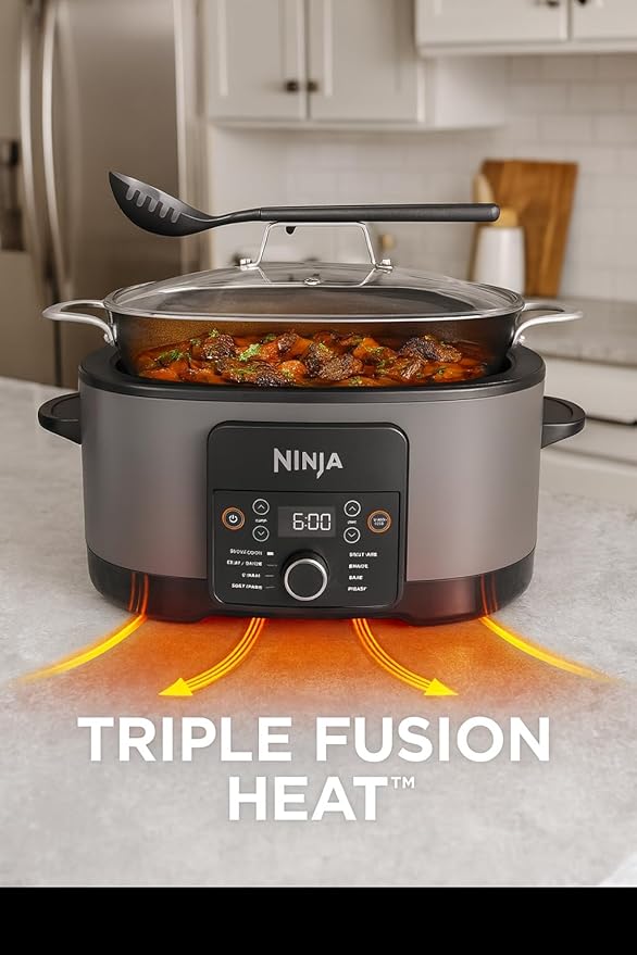 Ninja Foodi PossibleCooker PRO 14-in-1 8.5 Qt Multi-Cooker – Replaces 14 Tools, Nonstick Pot, Glass Lid & Integrated Spoon (Graphite Gray)