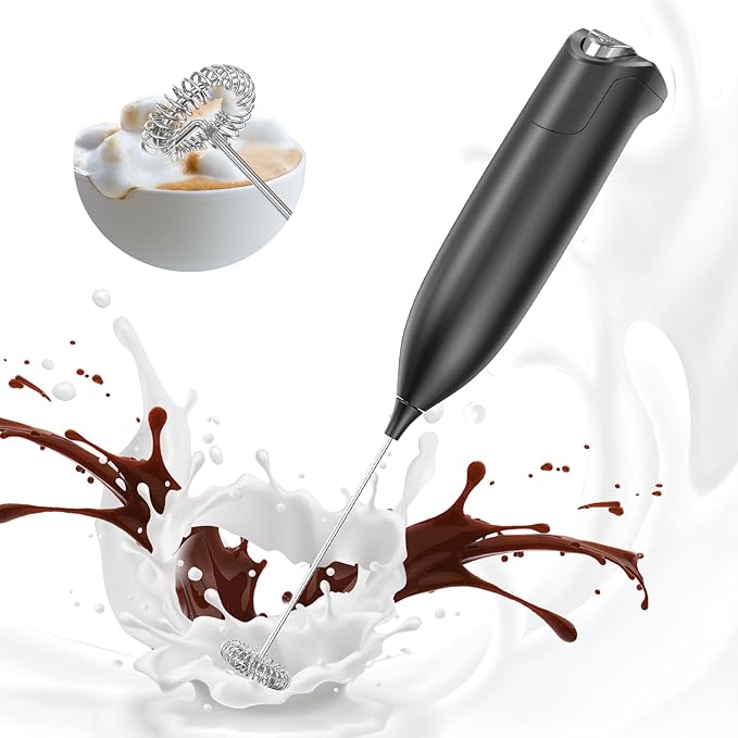 CIRCLE JOY Milk Frother, Electric Coffee Frother, Handheld Mini Foamer for Matcha Lattes, Cappuccino, Kitchen Gifts, Black