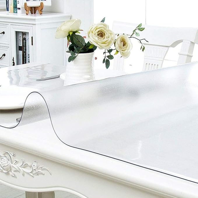 NECAUX Custom 39.4 x 96 Inch Frosted Table Cover Protector, 1.5mm Thick Wood Grain Transparent Table Pad Non-Slip Tablecloth Plastic Protective Pad for 8 Foot Dining Room Table, Conference Table